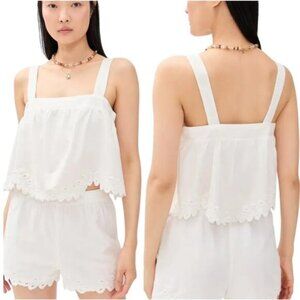 NWT Z SUPPLY Adjustable Strap Sleeveless Embroidered Annecy Top White Size: XS